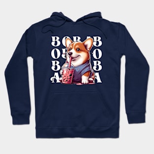 Cute Corgi Drinking Boba T-Shirt: Adorable Dog Tee for Boba Tea Lovers Hoodie